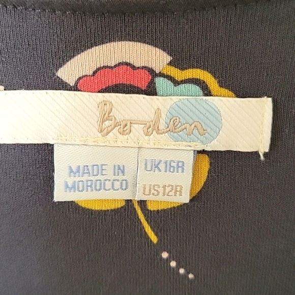 Boden Gray Glenda Jersey Knit Faux Wrap Floral Dress - Size 12 - Picture 7 of 9